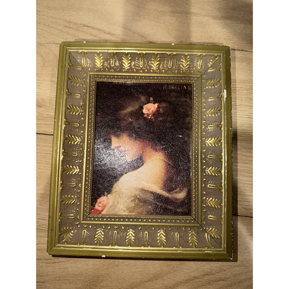 "Portrait of Rosaline" By "Hugh de Twenebrokes Glazebrook" Oleograph, Framed 8x9